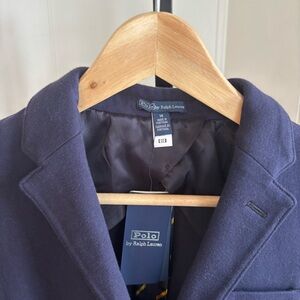 Vintage Polo Ralph Lauren Boys’ 14 Navy Knit Sport Coat Blazer NWT Cotton Blend